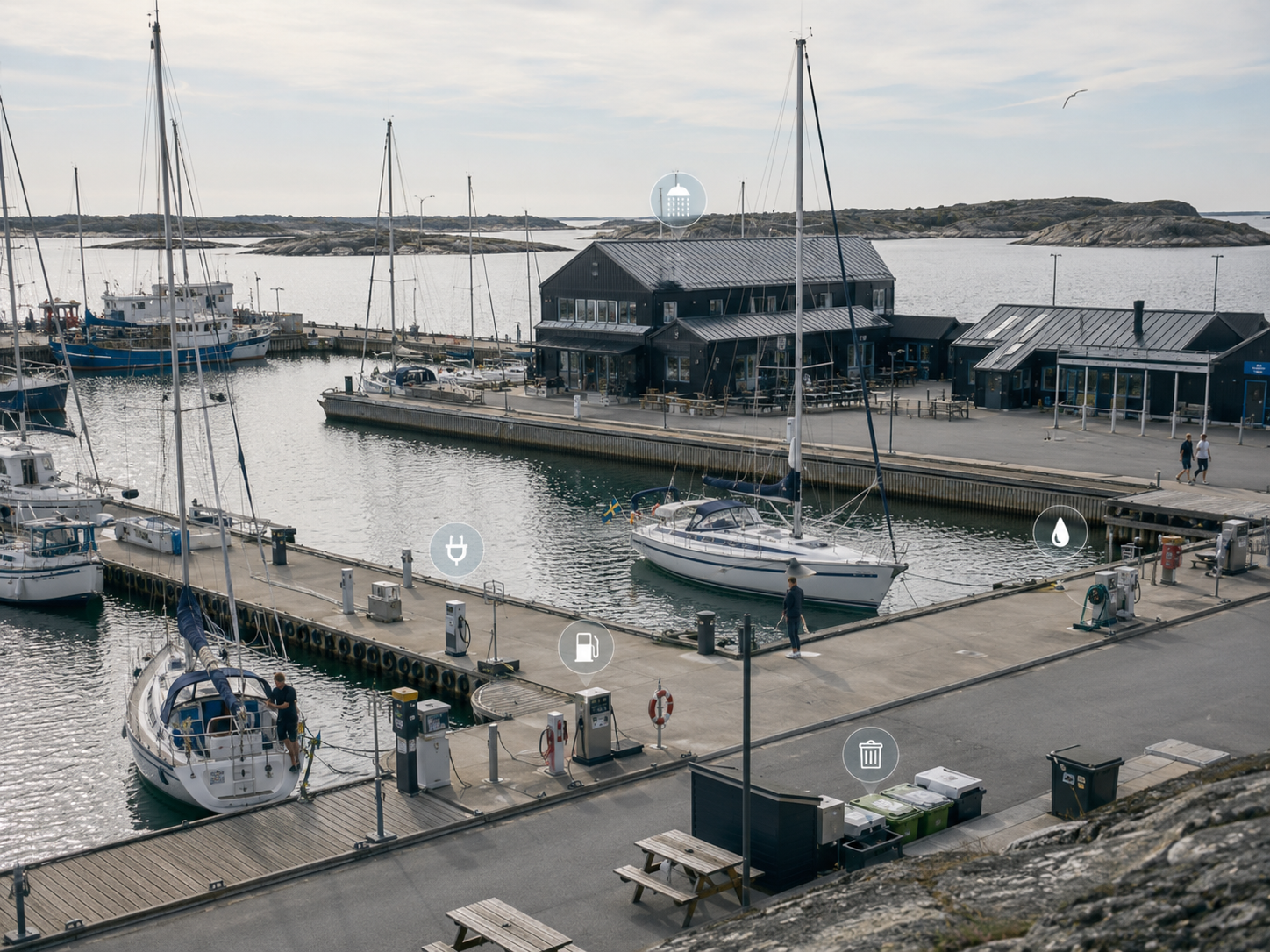 NorDok bündelt 5.000+ nordische Yachthäfen mit Ausstattung, Preisen, Kontakt und Fotos — an einem Ort.